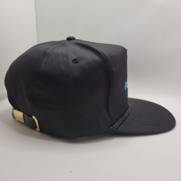 Black Stacked Hat FCC SCA Embroidered Logo Leather Strapback Adjustable Cap - Picture 5 of 12